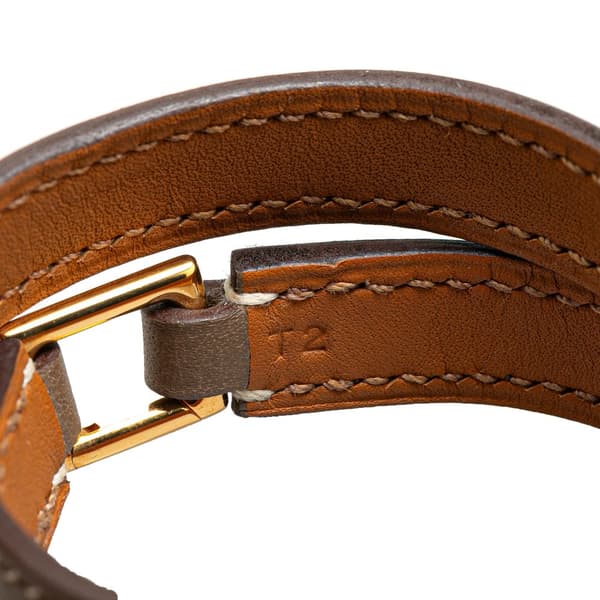 Pre-owned Hermès Epsom Rivale Double Tour Bracelet Brown