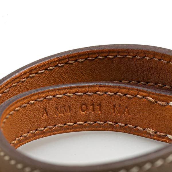 Pre-owned Hermès Epsom Rivale Double Tour Bracelet Brown