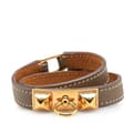 Pikkukuva 1 / 7: Pre-owned Hermès Epsom Rivale Double Tour Bracelet Brown