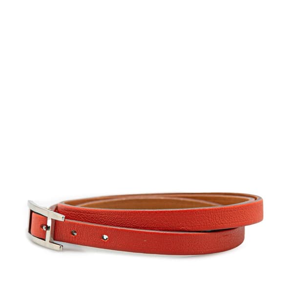 Pre-owned Hermès Epsom Behapi Double Tour Bracelet M Orange