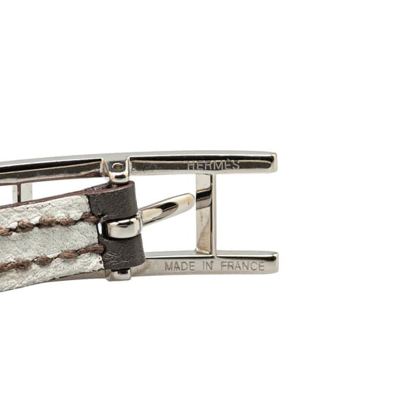 Pre-owned Hermès Epsom Behapi Double Tour Bracelet XS Gray