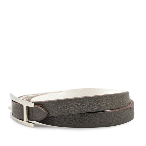 Pre-owned Hermès Epsom Behapi Double Tour Bracelet XS Gray