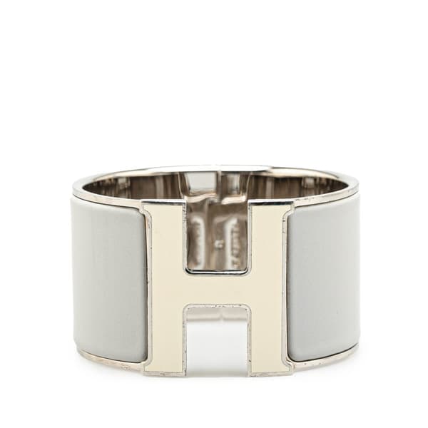 Pre-owned Hermès Extra Wide Clic Clac H Bracelet PM Gray