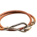 Miniatyrbilde 4 av 5: Pre-owned Hermès Palladium Plated and Leather Jumbo Hook Double Tour Bracelet Silver