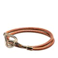Miniatyrbilde 2 av 5: Pre-owned Hermès Palladium Plated and Leather Jumbo Hook Double Tour Bracelet Silver