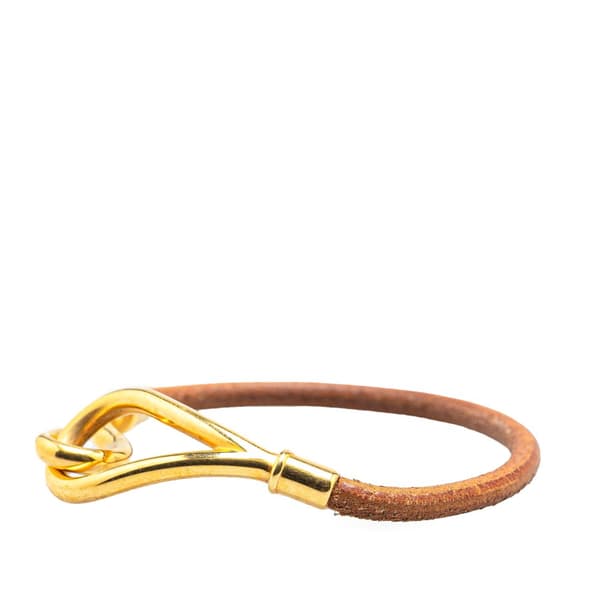 Pre-owned Hermès Jumbo Hook Leather Bracelet Brown