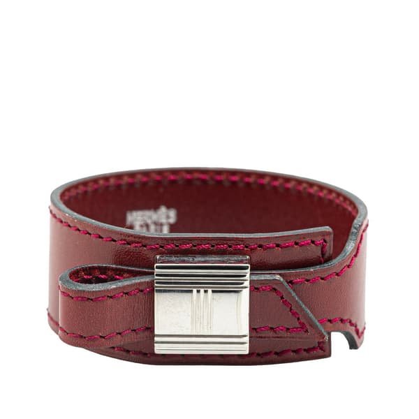 Pre-owned Hermès Leather Cadenas Artemis Bracelet M Red