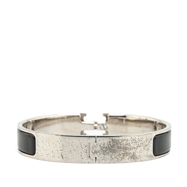 Pre-owned Hermès Narrow Enamel Clic H Bracelet PM Black