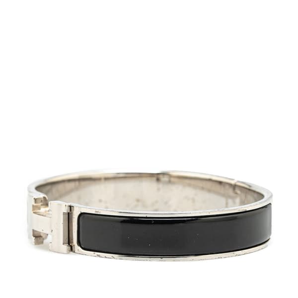 Pre-owned Hermès Narrow Enamel Clic H Bracelet PM Black