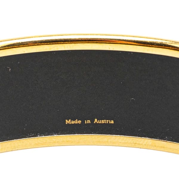 Pre-owned Hermès Wide Les Sangles Enamel Bangle 65 Black