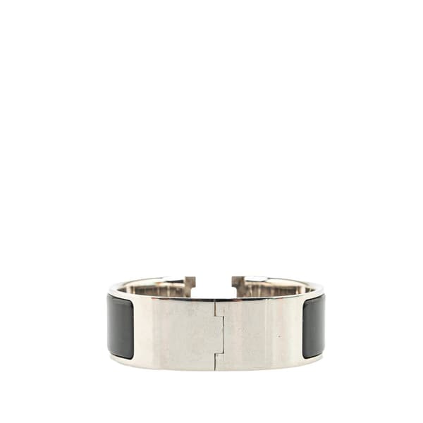 Pre-owned Hermès Wide Enamel Clic Clac H Bracelet PM Black