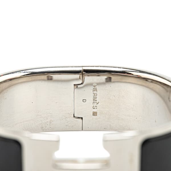 Pre-owned Hermès Wide Enamel Clic Clac H Bracelet PM Black