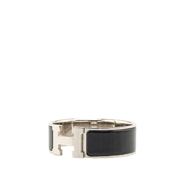 Pre-owned Hermès Wide Enamel Clic Clac H Bracelet PM Black