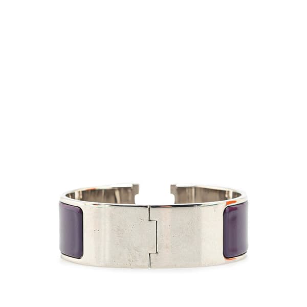 Pre-owned Hermès Wide Enamel Clic Clac H Bracelet PM Purple