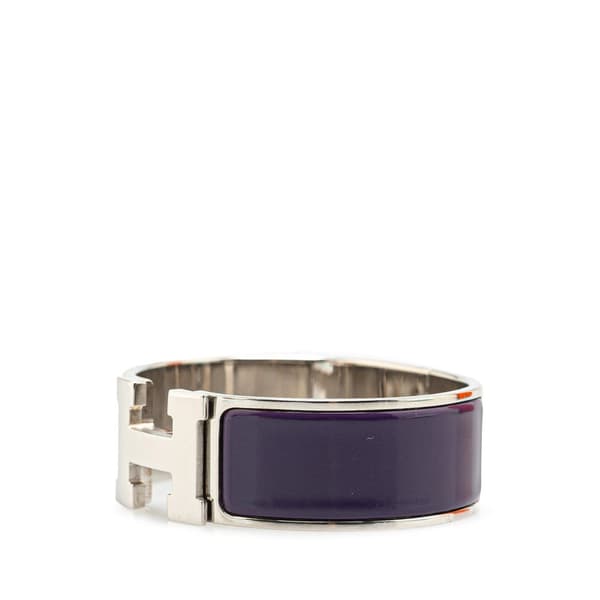 Pre-owned Hermès Wide Enamel Clic Clac H Bracelet PM Purple