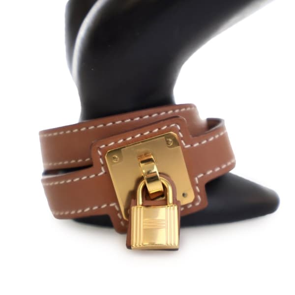 Pre-owned Hermès Swift O Kelly Double Tour Bracelet Brown