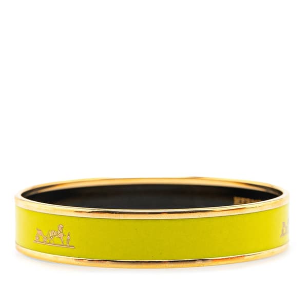 Pre-owned Hermès Enamel Caleche Bangle 65 Yellow