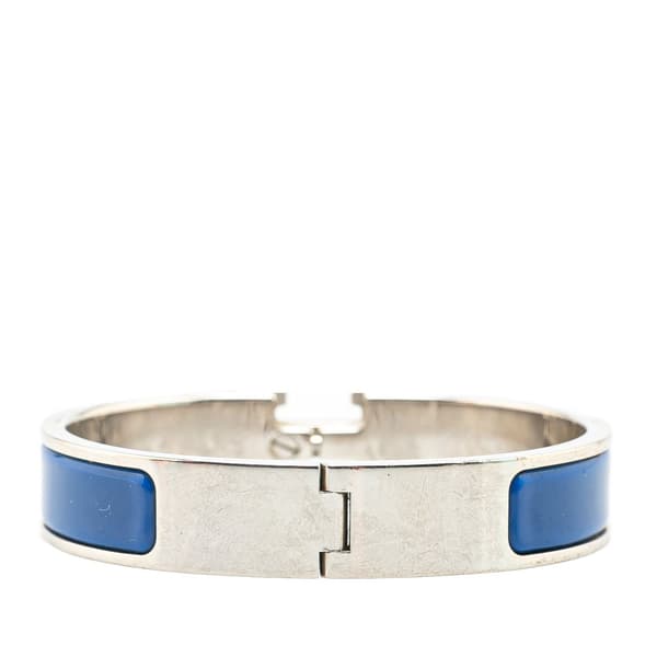 Pre-owned Hermès Enamel Clic H Bracelet PM Blue