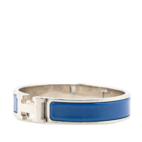 Pre-owned Hermès Enamel Clic H Bracelet PM Blue