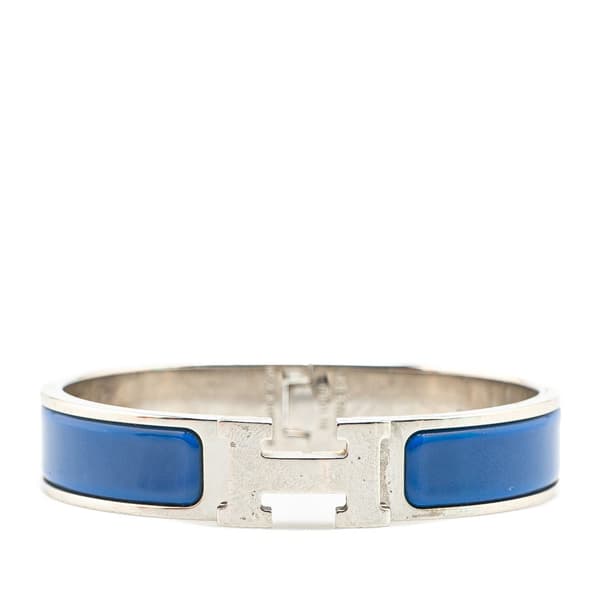 Pre-owned Hermès Enamel Clic H Bracelet PM Blue