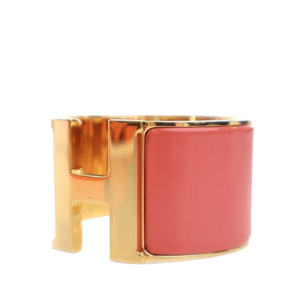 Pre-owned Hermès Extra Wide Enamel Clic Clac H Bracelet GM Pink
