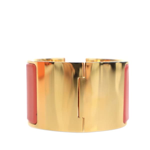 Pre-owned Hermès Extra Wide Enamel Clic Clac H Bracelet GM Pink