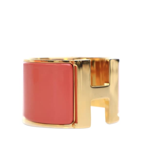 Pre-owned Hermès Extra Wide Enamel Clic Clac H Bracelet GM Pink