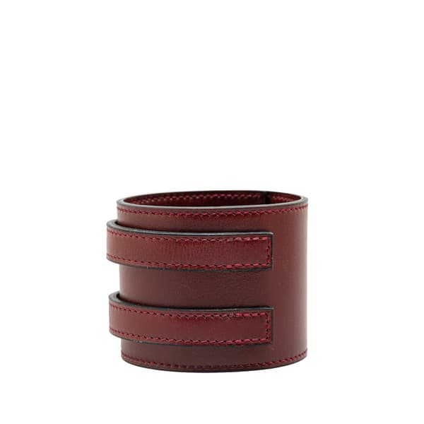 Pre-owned Hermès Extra Wide Leather Etriviere Bracelet Red