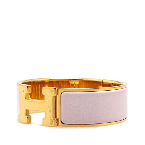 Pre-owned Hermès Wide Enamel Clic Clac H Bracelet PM Purple
