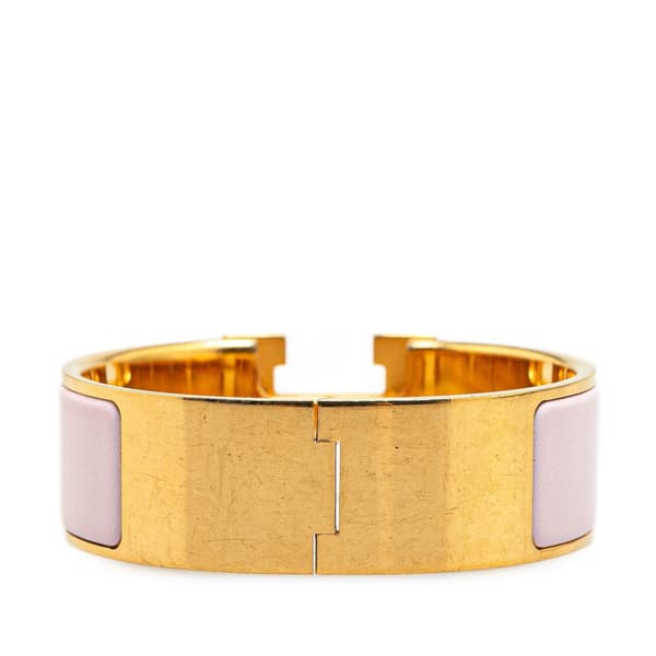 Pre-owned Hermès Wide Enamel Clic Clac H Bracelet PM Purple