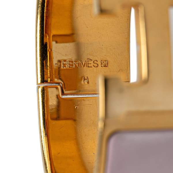 Pre-owned Hermès Wide Enamel Clic Clac H Bracelet PM Purple