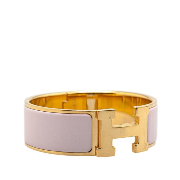 Pre-owned Hermès Wide Enamel Clic Clac H Bracelet PM Purple