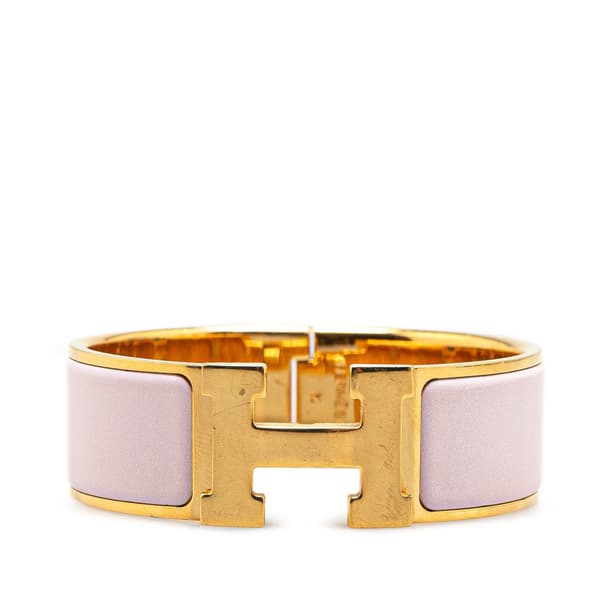 Pre-owned Hermès Wide Enamel Clic Clac H Bracelet PM Purple