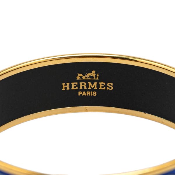 Pre-owned Hermès Wide Printed Enamel Bangle 65 Blue