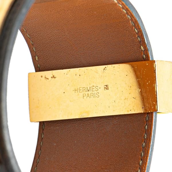 Pre-owned Hermès Box Calf and Gold Plated Collier de Chien Bracelet S Black