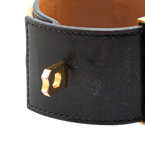 Pre-owned Hermès Box Calf and Gold Plated Collier de Chien Bracelet S Black