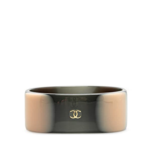 Pre-owned Chanel CC Resin Bangle Black