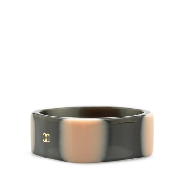 Pre-owned Chanel CC Resin Bangle Black
