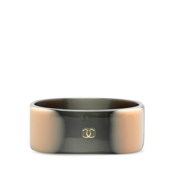 Pre-owned Chanel CC Resin Bangle Black