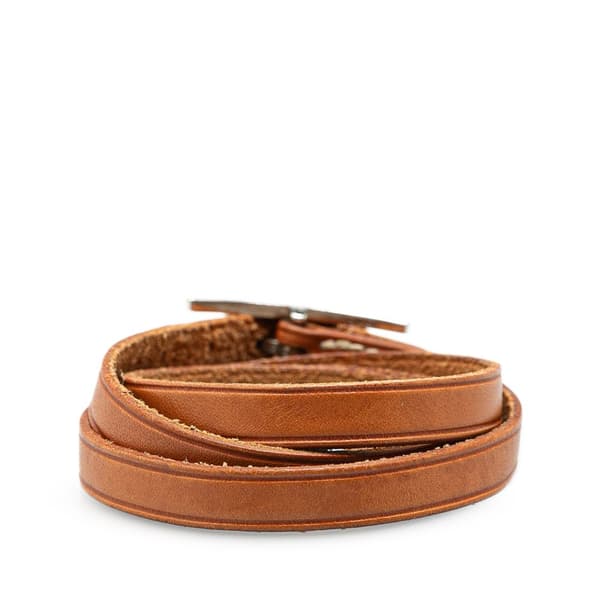 Pre-owned Hermès Leather Hapi Triple Tour Wrap Bracelet M Brown