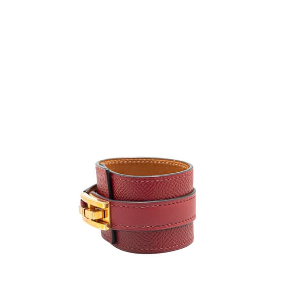 Pre-owned Hermès Epsom Manchette Drag Bracelet Red