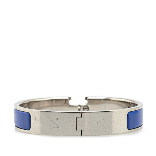 Pre-owned Hermès Narrow Enamel Clic H Bracelet PM Blue