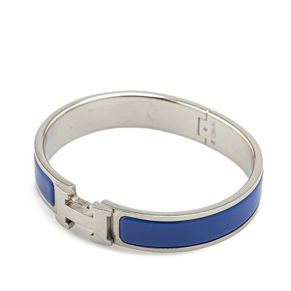 Pre-owned Hermès Narrow Enamel Clic H Bracelet PM Blue