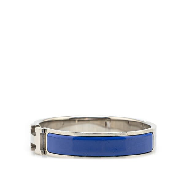 Pre-owned Hermès Narrow Enamel Clic H Bracelet PM Blue