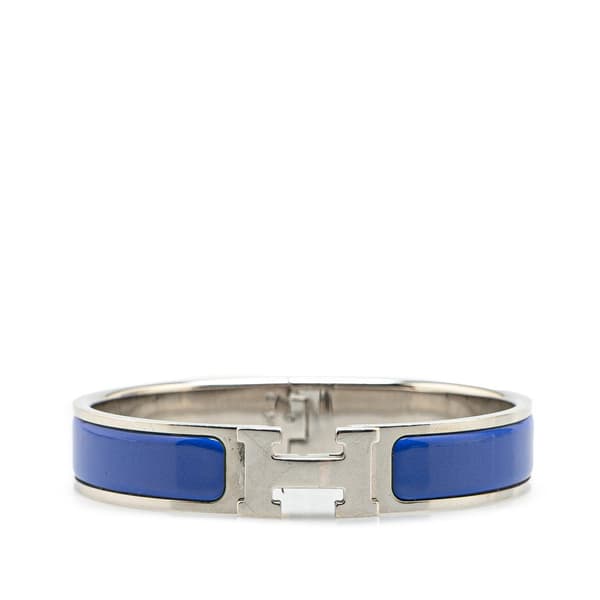 Pre-owned Hermès Narrow Enamel Clic H Bracelet PM Blue