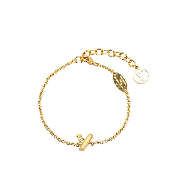 Pre-owned Louis Vuitton Gold Plated LV and Me Letter Y Charm Bracelet Gold