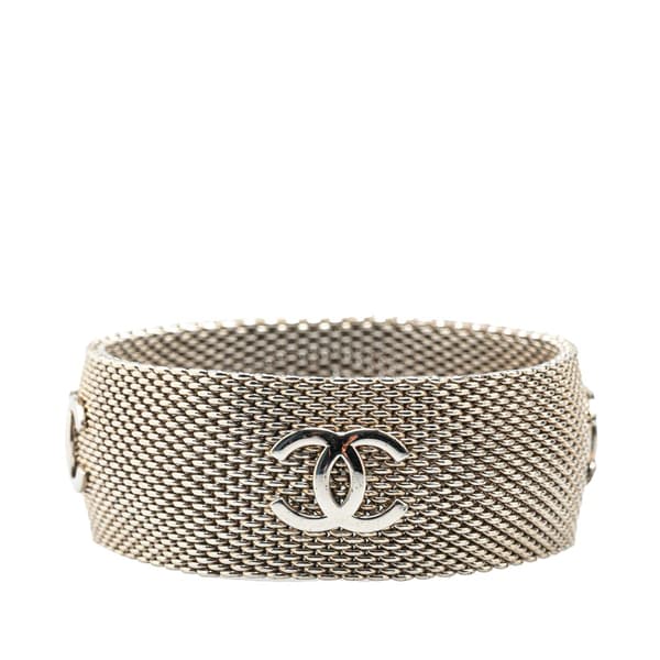 Pre-owned Chanel Silver CC Metal Mesh Bracelet Silver