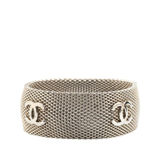 Pre-owned Chanel Silver CC Metal Mesh Bracelet Silver