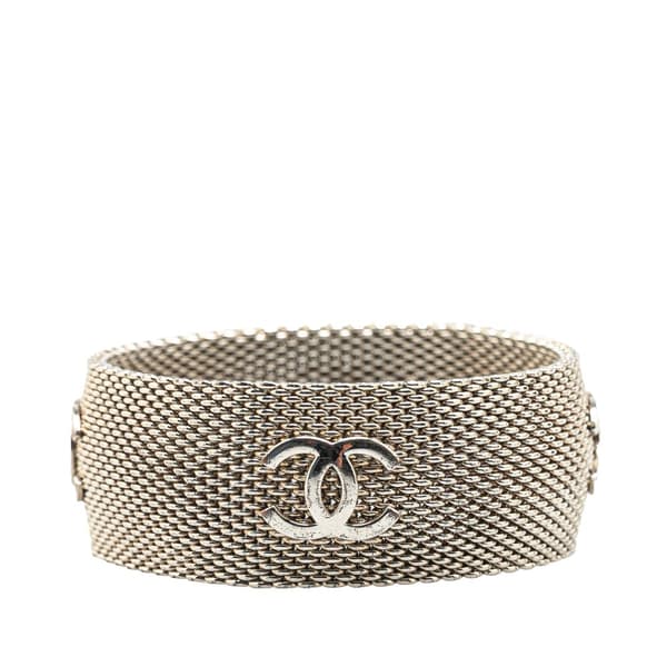 Pre-owned Chanel Silver CC Metal Mesh Bracelet Silver