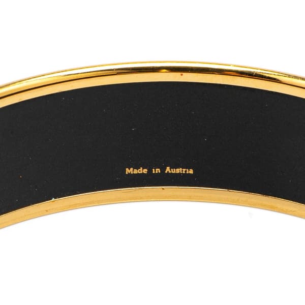 Pre-owned Hermès Wide Horse Enamel Bangle 65 Black